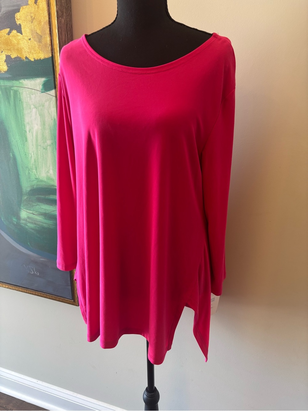 Clara Sun Woo Hot Pink Long-Sleeve Boatneck Tunic